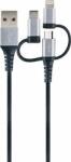 SCHWAIGER Cablu Schwaiger 3-in-1 1.5m USB-A la MicroUSB/Lightning Negru/Argintiu (lku100533)