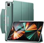 ESR Ascend Trifold Case - полиуретанов калъф с поставка и отделение за Apple Pencil 2 за iPad Pro 12.9 M1 (2021) (тъмнозелен)
