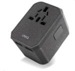 Uniq Voyage PD All in One World Travel Adapter 33W - захранване с един USB-C и два USB изхода и преходници за цял свят в едно устройство за мобилни устройства (сив)