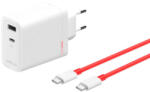 OnePlus GaN SUPERVOOC Dual Port Fast Wall Charger 120W - захранване за ел. мрежа за лаптопи, смартфони и таблети с USB-C изход с технология за бързо зареждане USB-C кабел (
