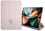 GUESS 4G Folio Cover - дизайнерски кожен кейс и поставка за iPad Pro 12.9 M1 (2021) (розов)