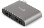 Moshi USB-C to Dual USB-A Adapter - адаптер за свързване от USB-C към 2 x USB-A (тъмносив)