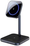 ACEFAST E1 2-in1 Magnetic Desktop Wireless Charging Stand 15W - двойна поставка (пад) за безжично зареждане за iPhone с Magsafe и други устройства с Qi безжично зареждане (черен