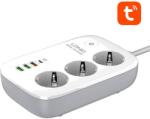 LDNIO SEW3452 Smart Wi-Fi Power Strip - смарт Wi-Fi разклонител с 3xAC изходa и вградени 3хUSB-A и 1хUSB-C изхода за мобилни устройства (бял)