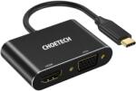 Choetech USB-C to VGA and HDMI 4K Adapter - адаптер за свързване от USB-C към VGA и HDMI 4K (черен)