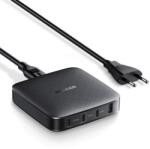 UGREEN GaN Travel Fast Wall Charger 100W - захранване за ел. мрежа за лаптопи, смартфони и таблети с USB и 3xUSB-C изходи с технология за бързо зареждане (черен)