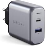 Satechi 30W Dual USB-C Wall Charger - захранване с USB-C изход (18W) и 1 x USB 3.0 изход (сив)