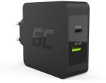 Green Cell Wall Charger USB-C 45W PD - захранване за ел. мрежа с USB и USB-C изходи и USB-C кабел за лаптопи и мобилни устройства (черен)