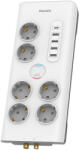 Philips SPN7061WA 6 AC Outlets With USB-A and USB-C Ports Extension Power Strip 3680W - разклонител с 4xUSB-A и 1хUSB-C порта и 6хAC изхода (бял)