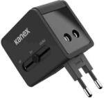 Kanex GoPower 2-Port USB International Travel Adapter - адаптер за ел. мрежа с преходници за цял свят с 2xUSB-A изходи (черен)