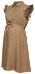 Mamalicious Rochie gravide fără mâneci cu guler si volane, maron nisip/affogate (14E522)
