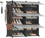 SONGMICS Cipőtároló doboz 6 rekeszes tárolódoboz, fekete 82x32x92cm