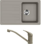 Evido Home 45S gránit mosogató, 765 x 460 mm platina + EVIDO PINGUIN álló gránit csaptelep, platina (442065SET) - novatop