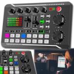 Fifine Audio Keverő Hangkártya Zenei Interfész Bt Dsp Kettős Mikrofon (Fifine Sound Card SC3 Black USB z RGB XLR)