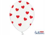 PartyDeco Lufik fehér piros szívekkel Valentin Nap 6 db Születésnapi Girland