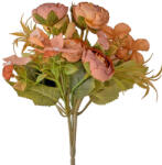 Valex Decor 5 ágú hortenziás tearózsa selyemvirág csokor, 25cm magas - Sárgás mályva (AF053-01)