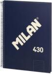 MILAN Caiet cu spirala A4, 80 file, dictando, MILAN 430 albastru