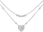 Raizel Colier dublu din argint cu piatra moissanite de 1CT, Diamond Heart (RZ1939)