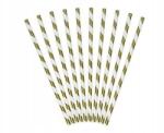 PartyDeco Papír szívószál 10 db Arany Metál Csíkok Party Deco (SPP1M-019)