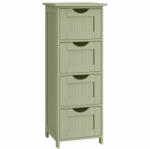 VASAGLE Dulap de depozitare de podea pentru baie, din lemn cu 4 sertare, 30x30x82cm, verde (EZ-LHC040C02)