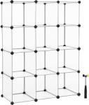 Brius Biblioteca modulara cu 12 compartimente, rafturi cubice din plastic, montaj rapid, 93x31x123 cm, alb transparent (EZ-LPC34L)