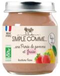 Simple Comme Био плодово пюре Simple Comme - С ябълка и ягода, 4 м+, 125 g (3288131900292) - baby