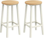 Brius Set 2 scaune bar inalte, sezut rotund, cadru din otel, inaltime 65 cm, stil industrial, stejar bej (EZ-LBC032W09)