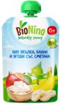 BioNino Био плодова закуска BioNino - Пауч с ябълка, банан и ягоди със сметана, 6 м+, 90 g (BN2539) - baby