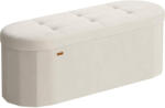 SONGMICS Taburet pliabil oval cu spatiu de depozitare 110 L, catifea bej (EZ-LSF297LH01)