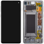 Samsung Display cu Touchscreen Samsung Galaxy S10 G973, cu Rama, Argintiu (Prism White), Service Pack GH82-18850B