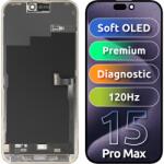 MP Display cu Touchscreen MP compatibil cu Apple iPhone 15 Pro Max, cu Rama, Versiune Premium Soft OLED FHD 120Hz Diagnostic, Negru - koubsolutions