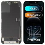 MP Display cu Touchscreen MP compatibil cu Apple iPhone 12 Pro Max, cu Rama, Versiune OLED Diagnostic, Negru - koubsolutions