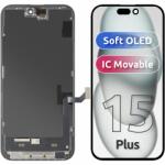 MP Display cu Touchscreen MP compatibil cu Apple iPhone 15 Plus, cu Rama, Versiune Soft OLED FHD IC Movable, Negru - koubsolutions