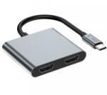 Tech-Protect Hub USB-C Tech-Protect HB08, 1 x USB-A - 1 x USB-C - 2 x HDMI, Gri