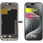 JK Display cu Touchscreen JK pentru Apple iPhone 15 Pro, cu Rama, Versiune LCD In-Cell IC Movable, Negru