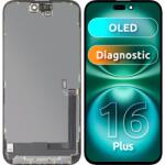 MP Display cu Touchscreen MP compatibil cu Apple iPhone 16 Plus, cu Rama, Versiune OLED FHD Diagnostic, Negru