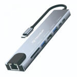 Techsuit Hub USB-C Techsuit H2 NetBridge, 8in1, Gri - koubsolutions