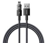 Baseus DISPLAY II adatkábel (USB - lightning, 2.4A, gyorstöltő, cipőfűző, LED kijelző, 100cm) FEKETE (181624)
