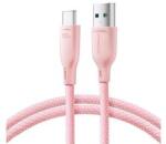 JOYROOM adatkábel (USB - Type-C, 100W, gyorstöltő, cipőfüző, 100cm) RÓZSASZÍN (150064)