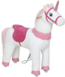 AIYAPLAY Căluț pentru copii, design unicorn, husa din material textil, cadru stabil, roți moi, cal de legănat, 3-5 ani, alb | Aosom Romania (330-207V00WT) Balansoar calut