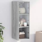 vidaXL szürke sonoma színű faliszekrény üvegajtókkal 35x37x100 cm 18.9 kg (VD836488)