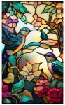 Original Deals Dekoratív fólia napvédelemmel és adatvédelemmel ablakokhoz és ablakokhoz, öntapadó ólomüveg hatású, Colibry Bird mintával, 100 x 60 cm-es méret, EREDETI AJÁNLATOK (23AGL1322)