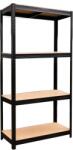 Empt fém polcrendszer, 150×70×30 cm, fekete, 4 polcos (39279)
