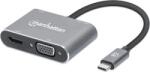 Manhattan Adaptor USB-C la HDMI si VGA Manhattan Gri (130691)