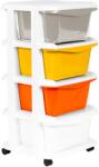 ModernHOME PJJCBS0012-04A Tároló polc 4 fiókkal, görgőkkel