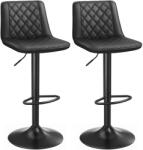 SONGMICS 2db bárszék, Vasagle, 47 x 51 x 88, 5-109, 5 cm, állítható magasságú, vas/ökológiai bőr, fekete