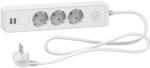 Schneider Electric Prelungitor 3x2P+E +intrerupator+2USB cablu 1, 5m alb Schneider ST943U1W (ST943U1W)