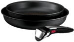 Tefal Tigai si seturi Set 3 piese Tefal Ingenio Excellence+ P0009653, tigaie de 22/26 cm, maner detasabil, tehnologie FUSIONCORE, Thermo-Signal, invelis antiaderent, aluminiu. inductie, negru - vexio