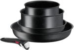 Tefal Tigai si seturi Set de 5 piese Tefal Ingenio Black Stone L3998953, tigaie 22/28 cm, cratita 16/20 cm, maner detasabil, invelis antiaderent Mineralia+, indicator Thermo-Signal, inductie, negru - vexio
