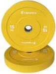 inSPORTline Gumírozott súlytárcsa inSPORTline Bumper Plate Go 15 kg 50 mm, minőségi kivitelezés, vonzó színkialakítás, kopásálló, tartós ütköző gumi Súlytárcsa